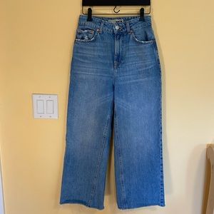Topshop Moto wide leg distressed jeans